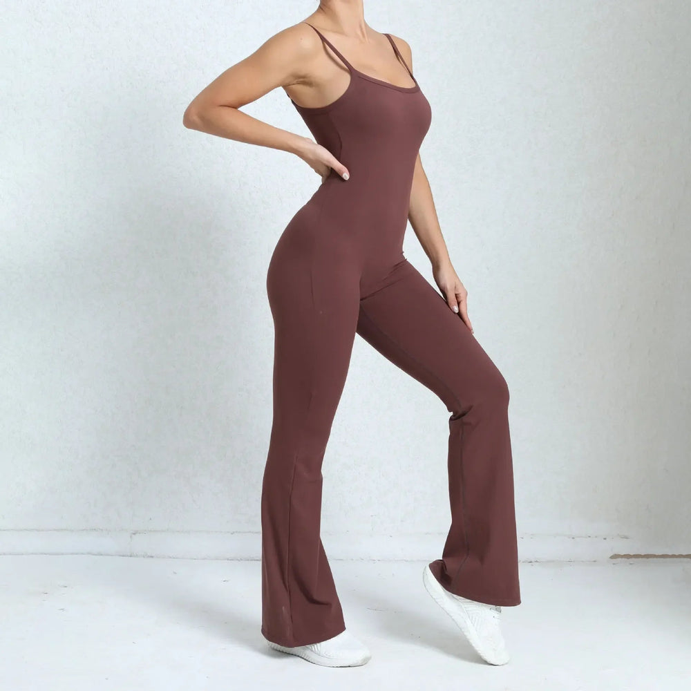 Flared Jumpsuit Padding Sports Overalls Gym Yoga Clothing Tracksuit Mssza