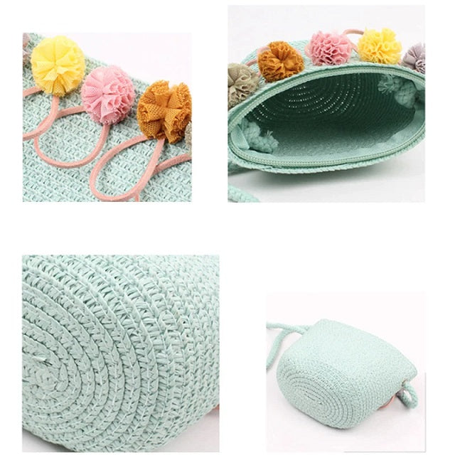 Floral Casual Straw Beach Handmade Crossbody Bag Mssza