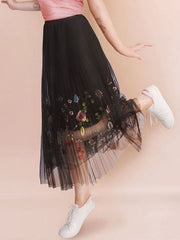 Floral Embroidered Maxi Skirt For Women Mssza