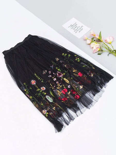 Floral Embroidered Maxi Skirt For Women Mssza