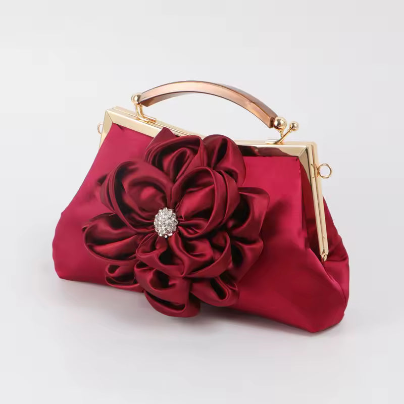 Floral Flower Evening Handbag with Detachable Chain Strap Party Prom Bags Mssza