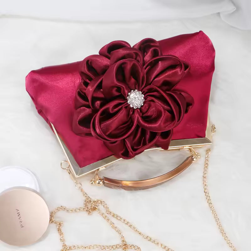 Floral Flower Evening Handbag with Detachable Chain Strap Party Prom Bags Mssza