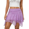 Floral Lace Sheer Asymmetric Frill Hem Soft Lined Low Rise Waist Mini Skirts Mssza