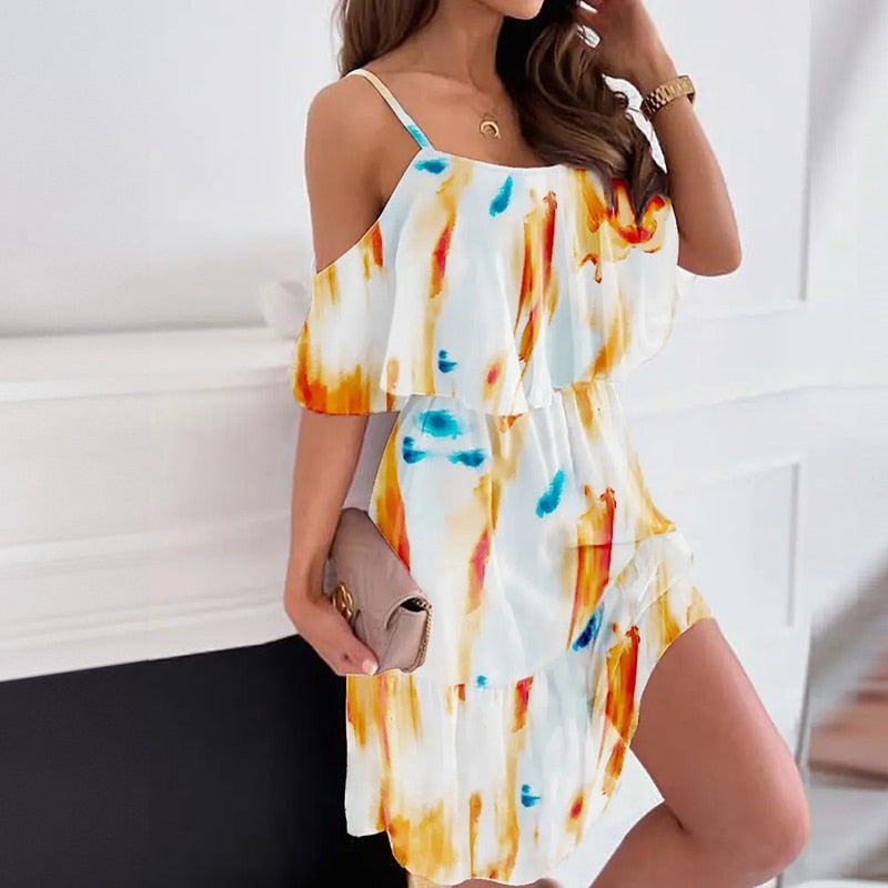 Backless Off Shoulder Floral Print Boho Beach Dress Mssaz Desses