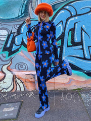 Floral Print Buttons Casual T Shirt Long Pants Outfit Mssza