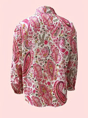 Floral Print Long Sleeve Casual Lapel Elegant Button Front Boho Shirt Blouse Mssza