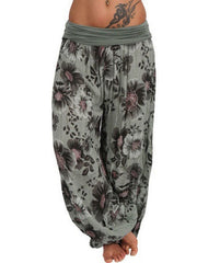 Floral Print Loose Casual Full Length Sport Pant Mssza
