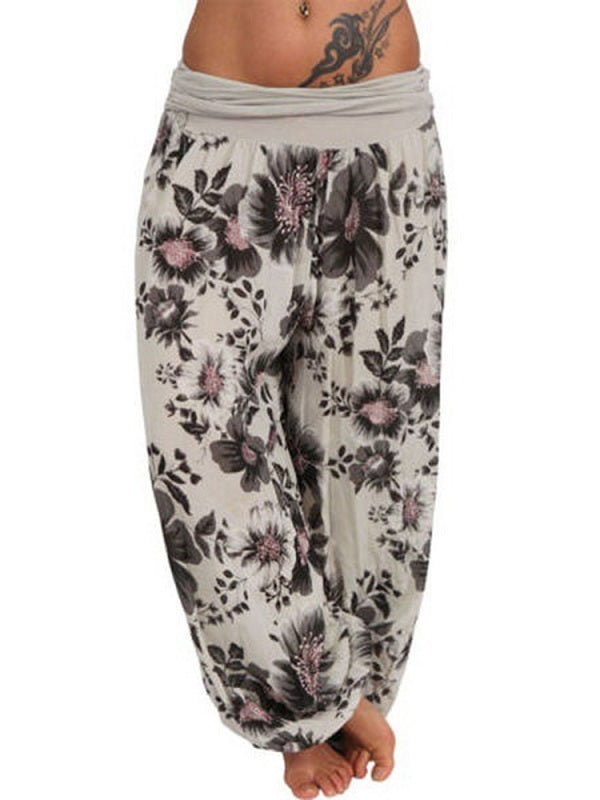 Floral Print Loose Casual Full Length Sport Pant Mssza
