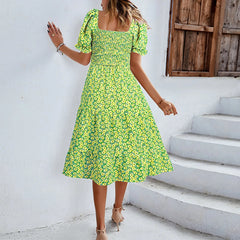 Split Swing Short Sleeve Floral Print Scoop Neck Plus Size Beach Boho Dress Mssaz Desses