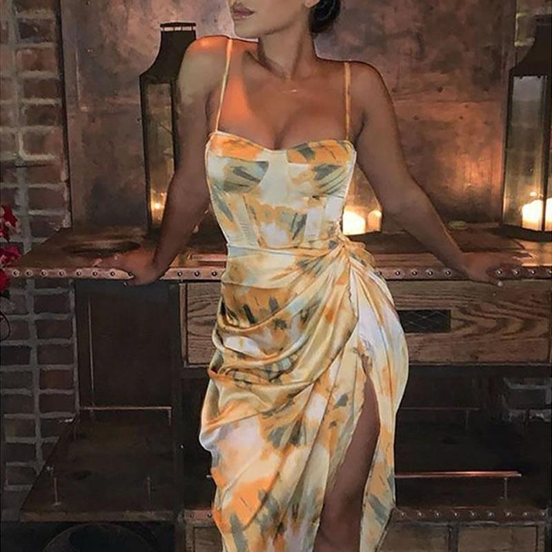 Floral Print Spaghetti Strap Bodycon Dress Mssaz Desses