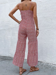 Floral Print Straps Neck Sleeveless Polyester One Piece Outfit Mssza