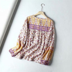 Floral Print tassel Loose Blouses Mssza