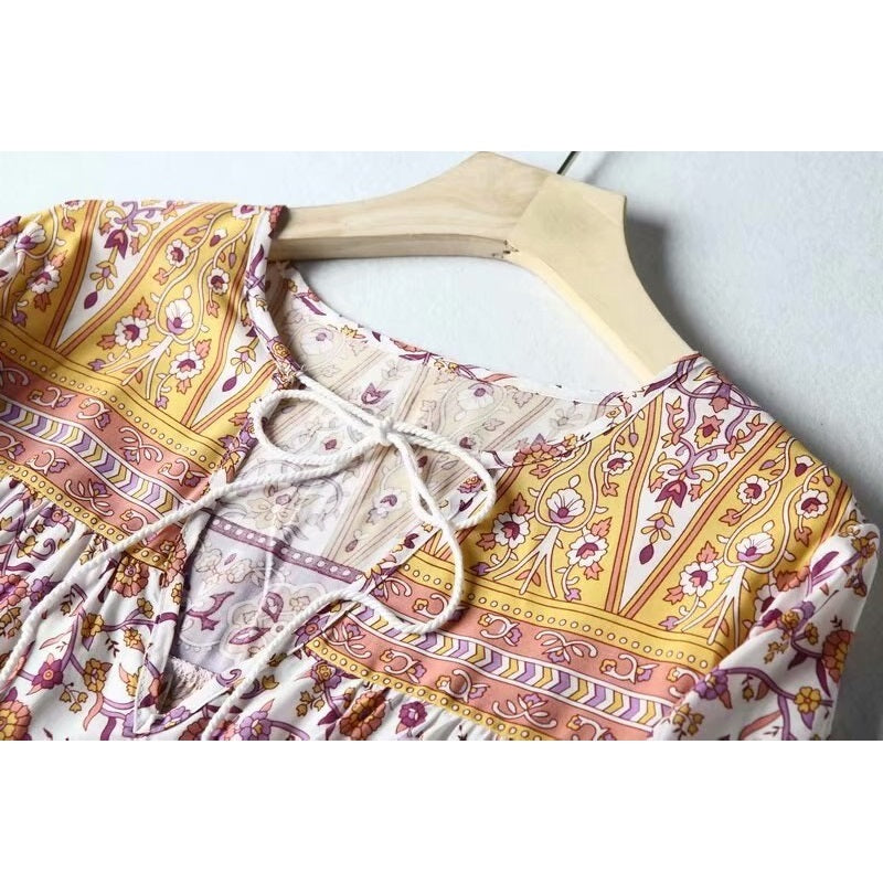 Floral Print tassel Loose Blouses Mssza