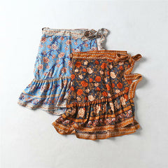 Floral Printed Bohemian Short Skirt Mssza