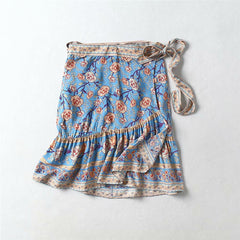 Floral Printed Bohemian Short Skirt Mssza