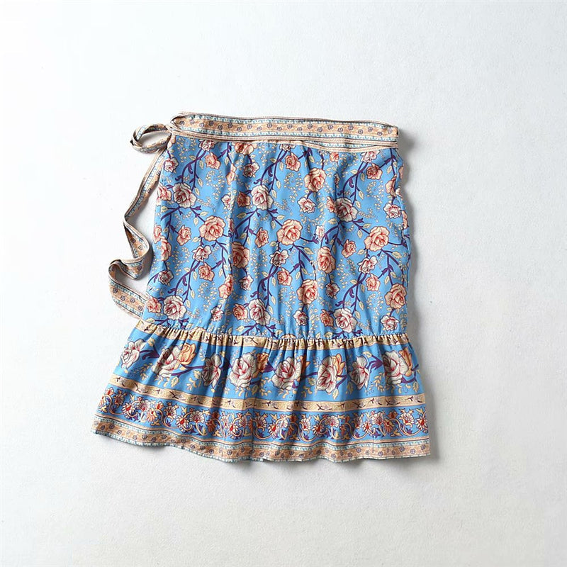 Floral Printed Bohemian Short Skirt Mssza