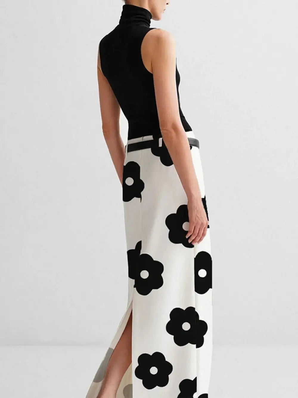 Floral Printed High Waist Fit H-Line Elegant And Vintage Maxi Skirt Mssza