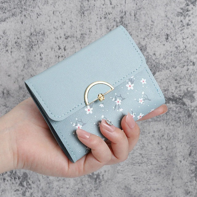 Floral Printed PU Large Capacity Short Wallet Mssza