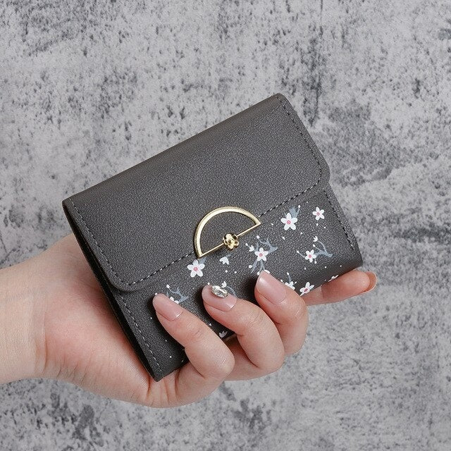 Floral Printed PU Large Capacity Short Wallet Mssza