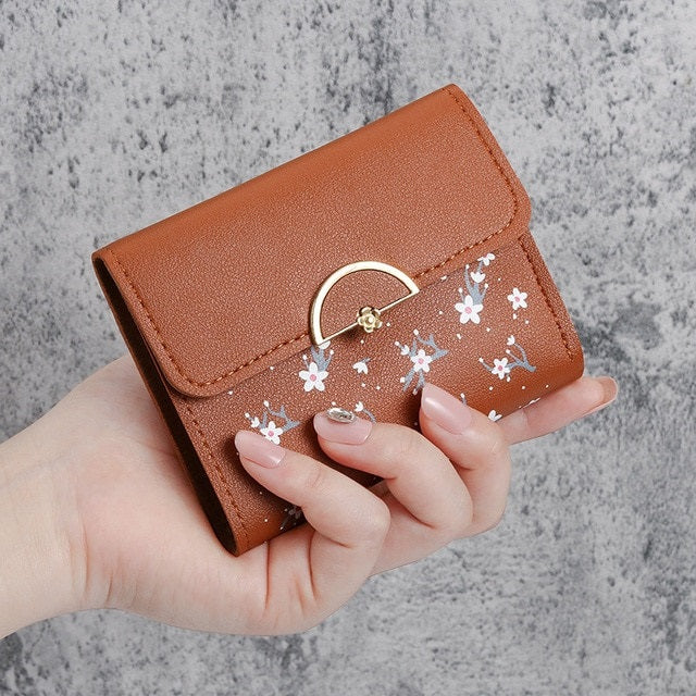 Floral Printed PU Large Capacity Short Wallet Mssza