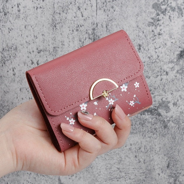 Floral Printed PU Large Capacity Short Wallet Mssza