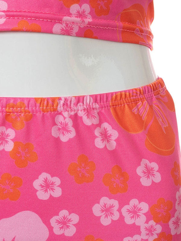 Floral Printed Pleated Casual Cami Top Mini Skirt Outfit Mssza