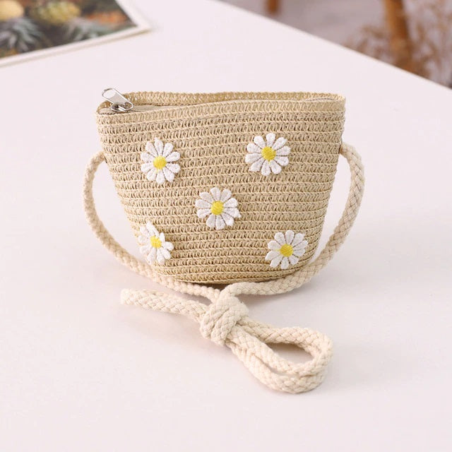 Floral Rattan Mini Straw Beach Handmade Crossbody Bag Mssza