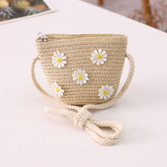 Floral Rattan Mini Straw Beach Handmade Crossbody Bag Mssza
