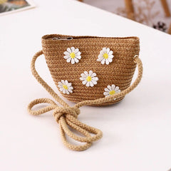 Floral Rattan Mini Straw Beach Handmade Crossbody Bag Mssza