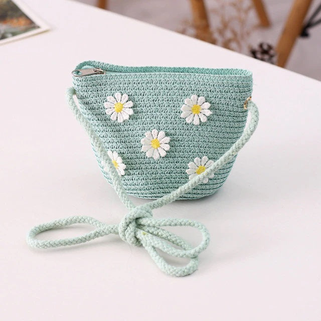 Floral Rattan Mini Straw Beach Handmade Crossbody Bag Mssza