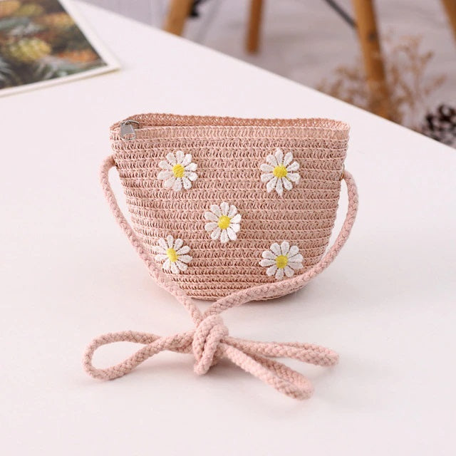 Floral Rattan Mini Straw Beach Handmade Crossbody Bag Mssza