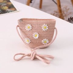 Floral Rattan Mini Straw Beach Handmade Crossbody Bag Mssza