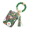 Floral Printed Silicone Bead Bracelet Leather Bangle Card Bag Mssza
