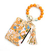 Floral Printed Silicone Bead Bracelet Leather Bangle Card Bag Mssza