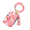 Floral Printed Silicone Bead Bracelet Leather Bangle Card Bag Mssza
