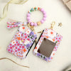 Floral Printed Silicone Bead Bracelet Leather Bangle Card Bag Mssza