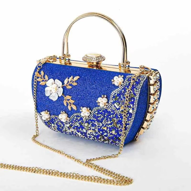 Flower Crystal Wedding Bridal Dinner Party Cocktail Diamond Clutch Mssza