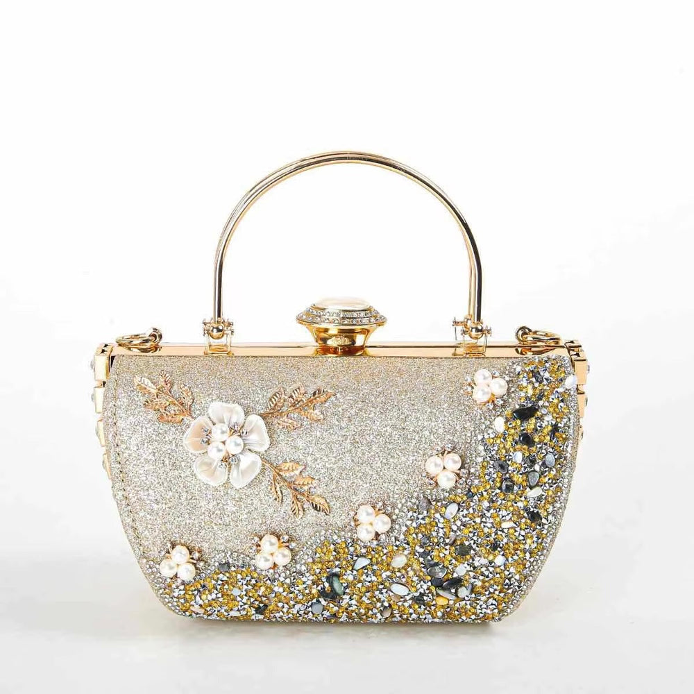 Flower Crystal Wedding Bridal Dinner Party Cocktail Diamond Clutch Mssza
