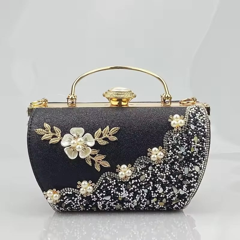Flower Crystal Wedding Bridal Dinner Party Cocktail Diamond Clutch Mssza