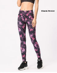 Flower Print Fitness High Waist Leggings Gym Elastic Running Mssza