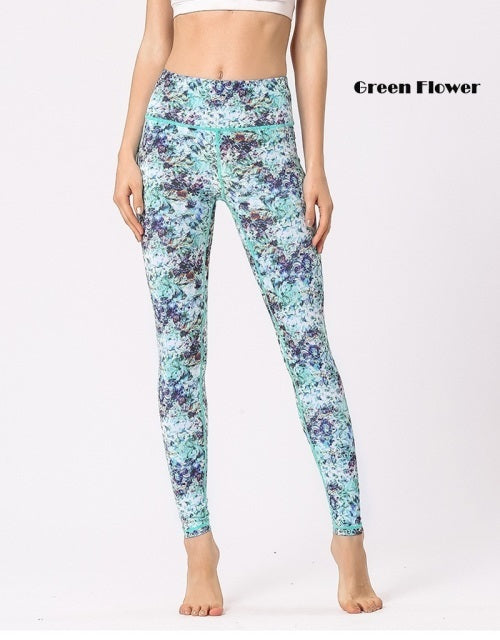 Flower Print Fitness High Waist Leggings Gym Elastic Running Mssza
