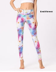 Flower Print Fitness High Waist Leggings Gym Elastic Running Mssza