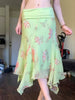 Flower Print Irregular Low Waist Elegant Retro Design Chic Long Skirts Mssza