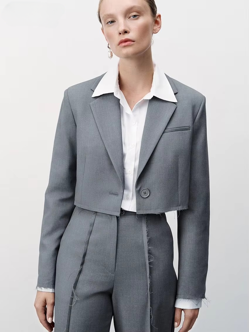 Formal Crop Top With High Waist Wide Pants Loose Two Pieces Set Mssza