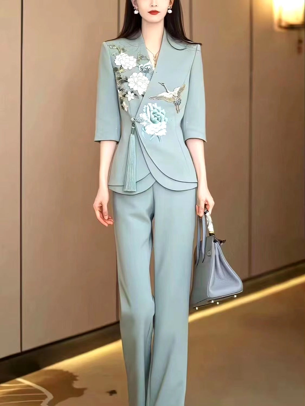 Formal Designer Evening Party Blazer And Pant 2 Pieces Set Mssza