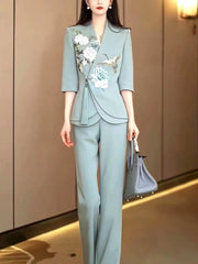 Formal Designer Evening Party Blazer And Pant 2 Pieces Set Mssza
