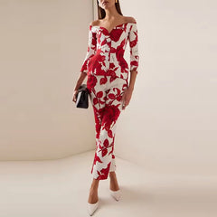 Formal Flower Blazer And Ankle-Length Pants 2 Piece Set Mssza