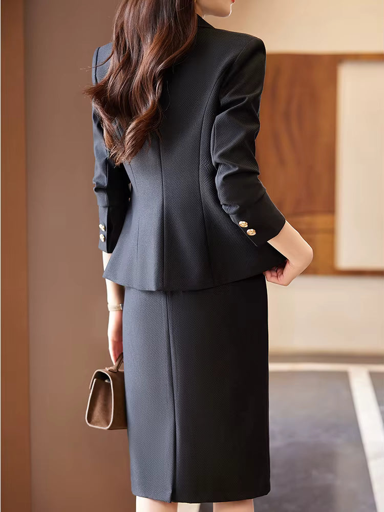Formal High Quality Business Work Blazer And Skirt Two Piece Set Mssza