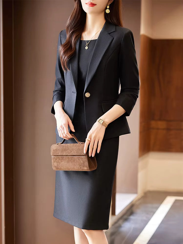 Formal High Quality Business Work Blazer And Skirt Two Piece Set Mssza