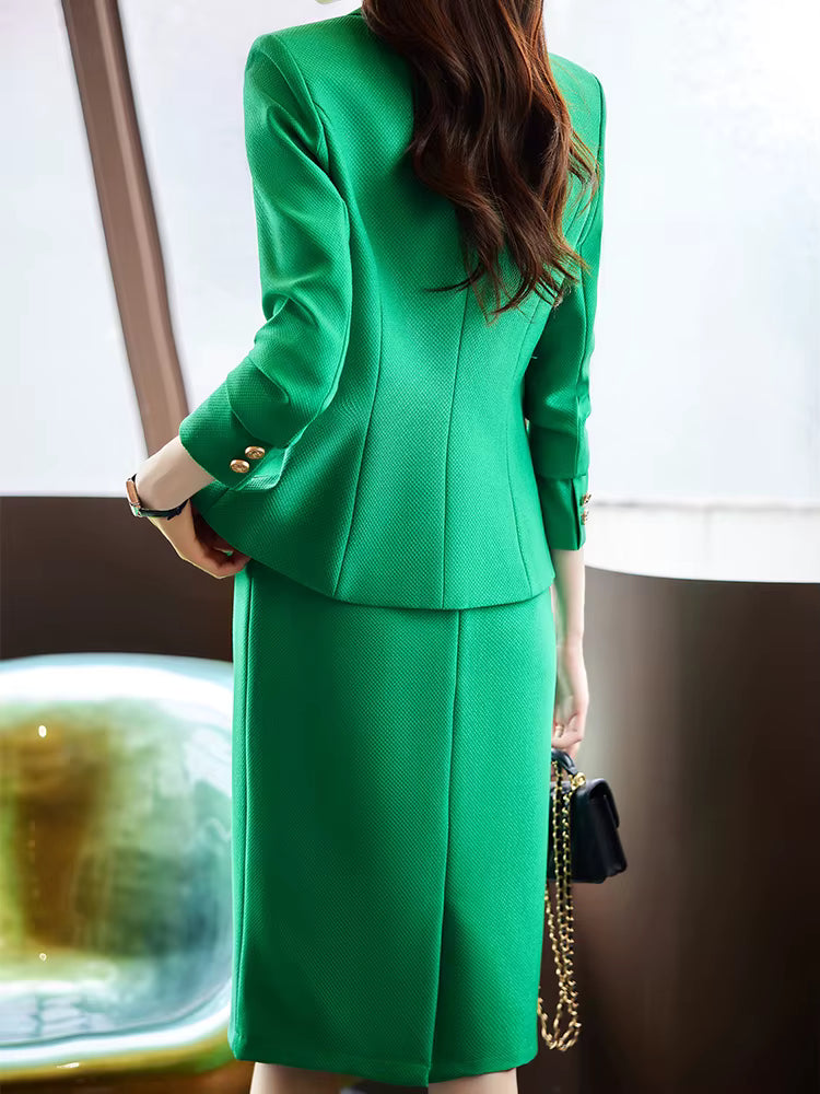 Formal High Quality Business Work Blazer And Skirt Two Piece Set Mssza
